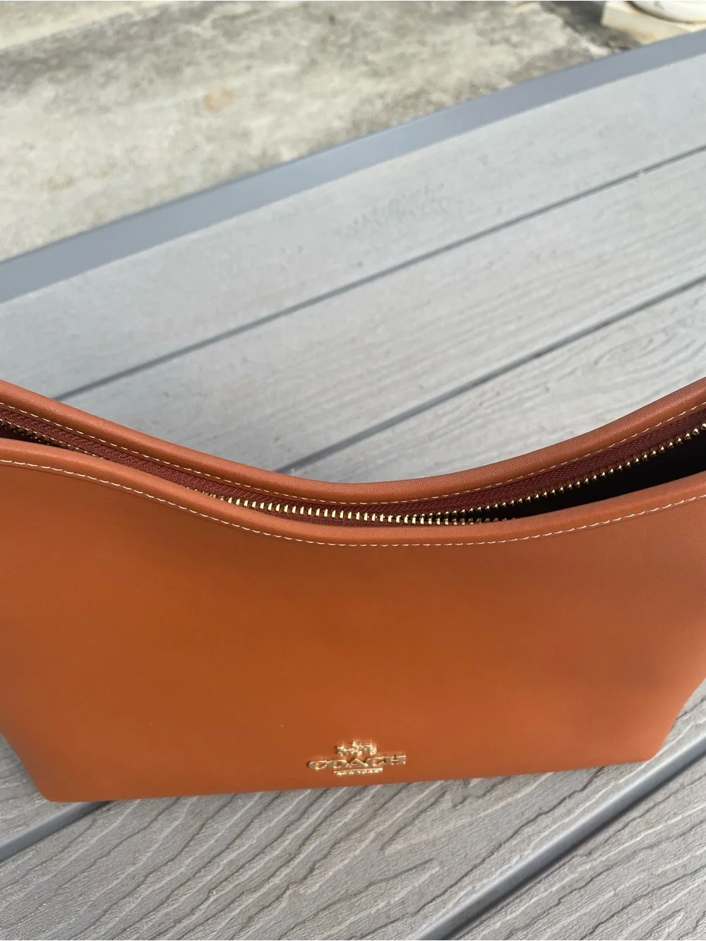 Coach Laurel Tan Leather Shoulder Bag with Gold Hardware